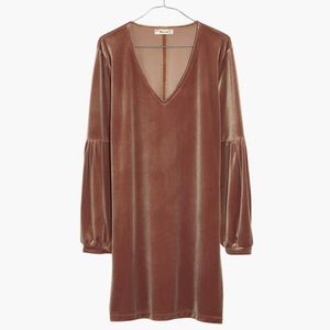 NWT Madewell Velvet Balloon Sleeve Dress